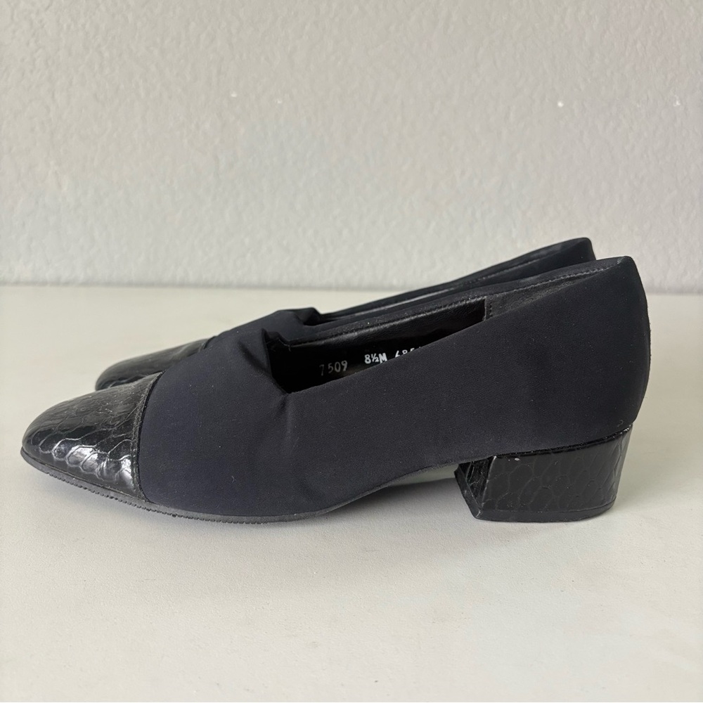 California Magdesians Black Stretch Fabric Leather Pumps Women’s Size 8.5 M USA